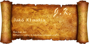 Jakó Klaudia névjegykártya